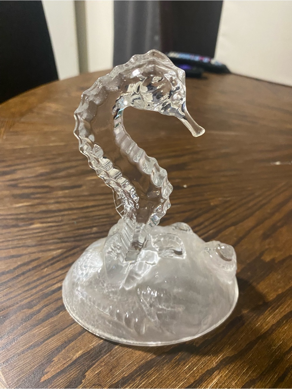 Clear Glass Seahorse Sculpture - Home Art Accent